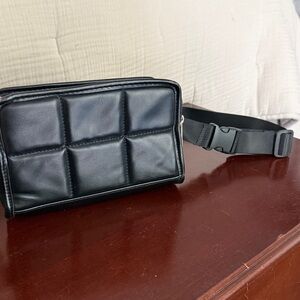 Amanda Uprichard Black Vegan Leather Cross Body/Fanny Pack